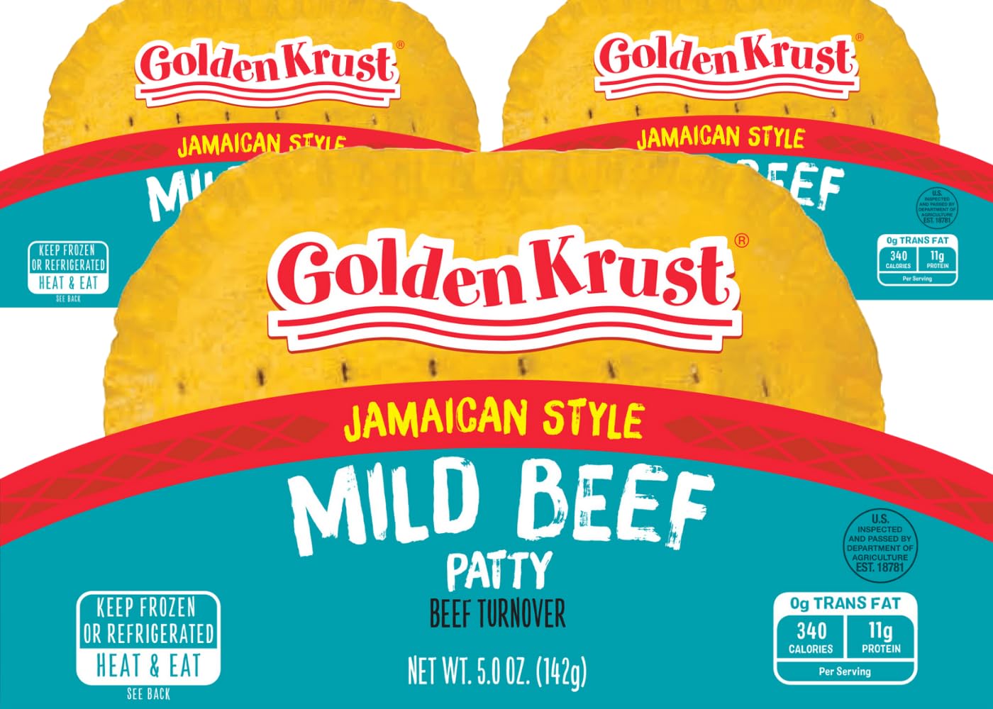 Microwaveable Jamaican Patties, 3pk (Mild Beef) + 4pk Coco Bread